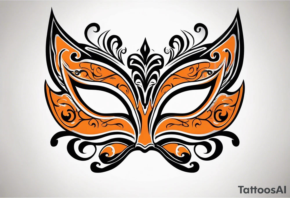 Masquerade mask that is orange and black simple tattoo idea