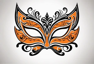 Masquerade mask that is orange and black simple tattoo idea