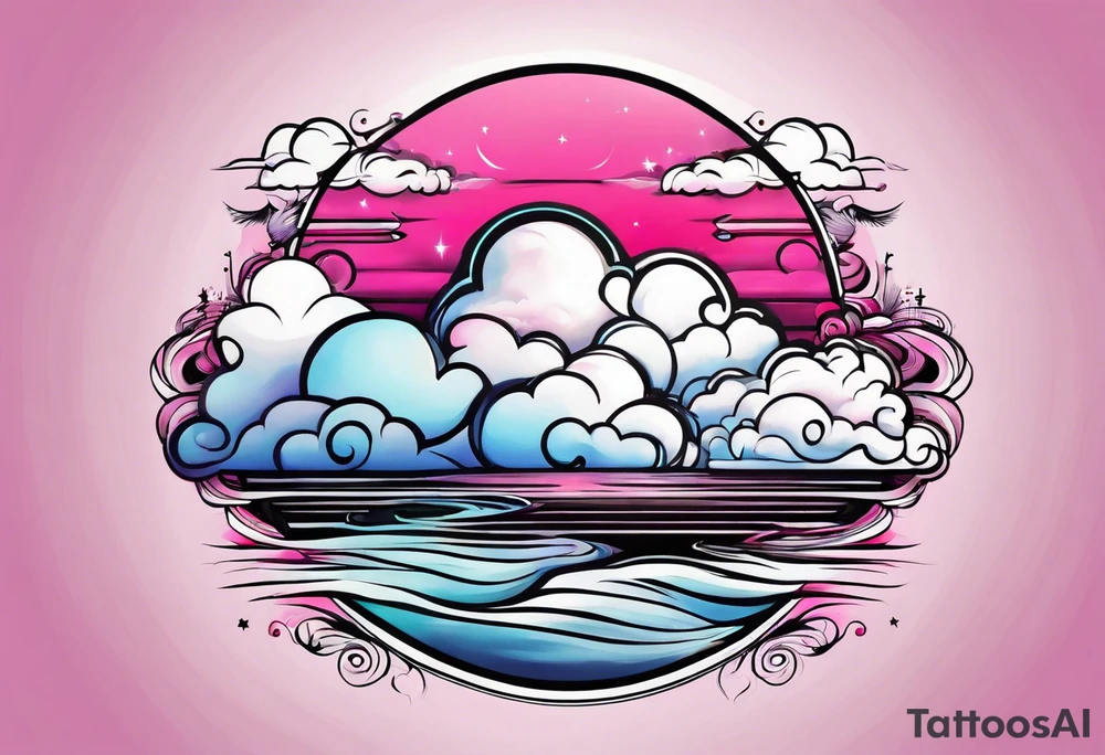 pink fluffy clouds tattoo idea