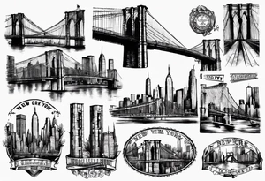 small New York 
vintage
Brooklyn Bridge tattoo idea