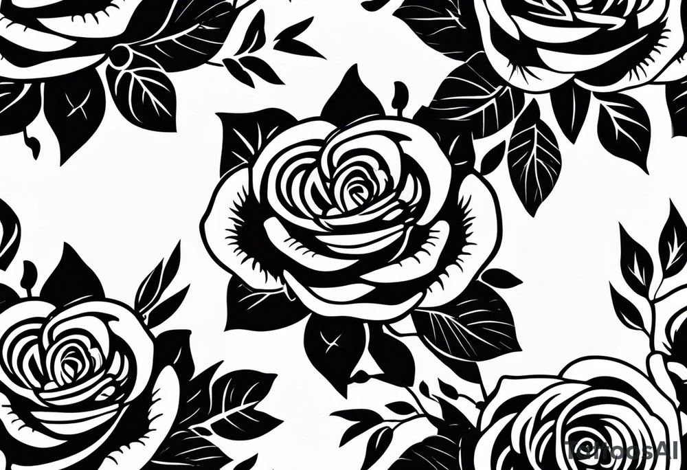 tiny roses shaded with tiny cross in the middle tattoo idea