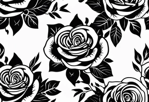 tiny roses shaded with tiny cross in the middle tattoo idea