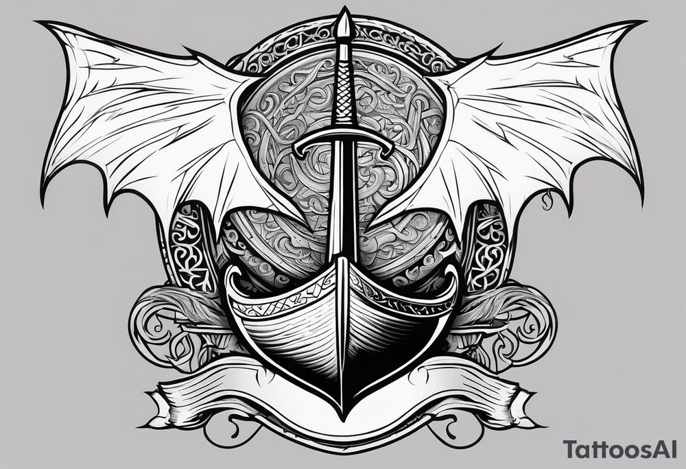 Valhalla sword shield viking ship dragon head tattoo idea Valhalla sword shield viking ship dragon head tattoo idea