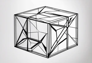 A three-dimensional cube with an emphasis on lines, creating a depth effect. tattoo idea