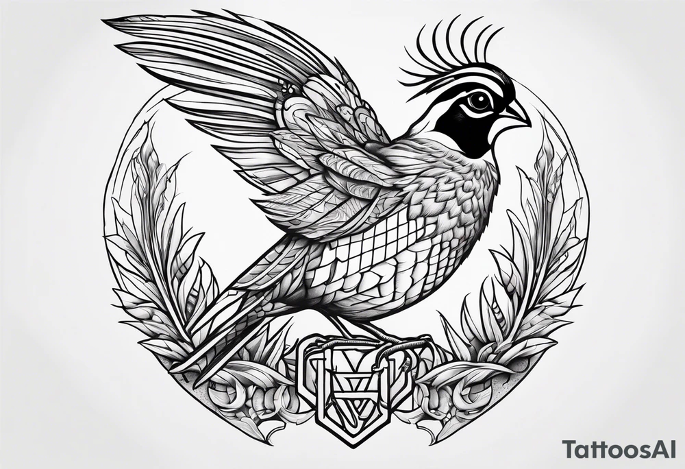 Arizona, quail, vertical design tattoo idea