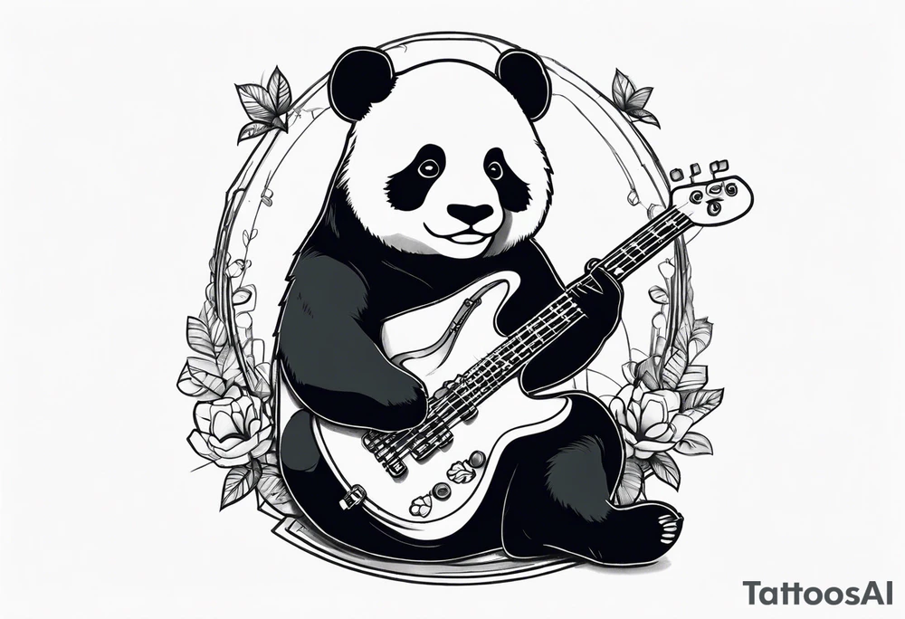 A panda playing the bass guitar tattoo idea