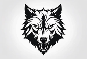scary wolf head with dark smoke body running tattoo idea
