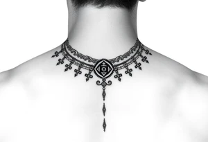 create a asatru norse choker necklace for a neck tattoo on a female with the runes love and protection and self love in it tattoo idea