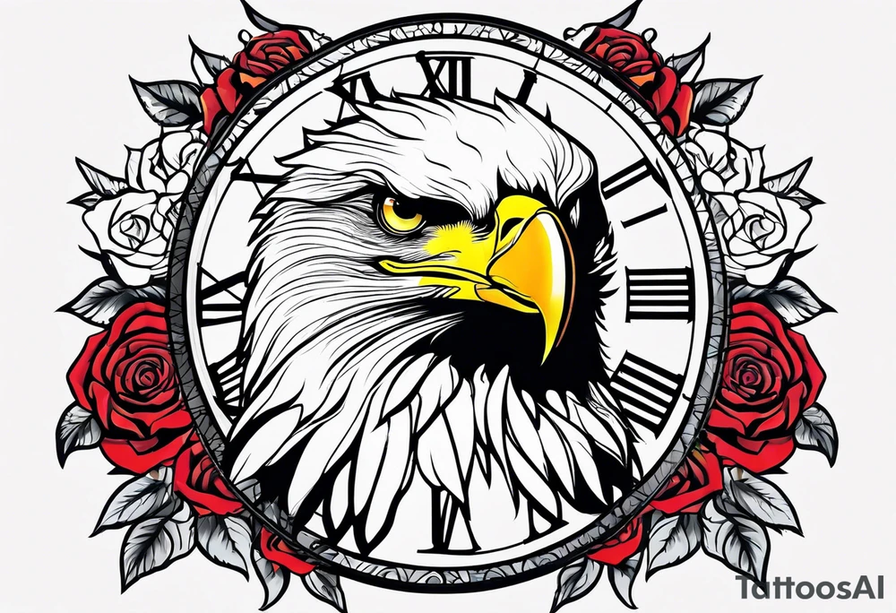 eagle, rose, clock , love tattoo idea