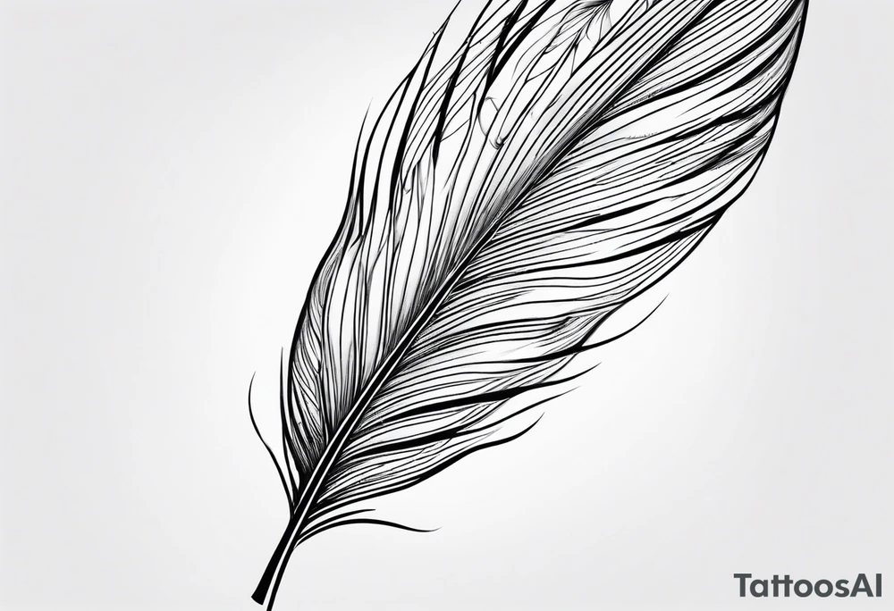 Feather small fineline hidden J tattoo idea