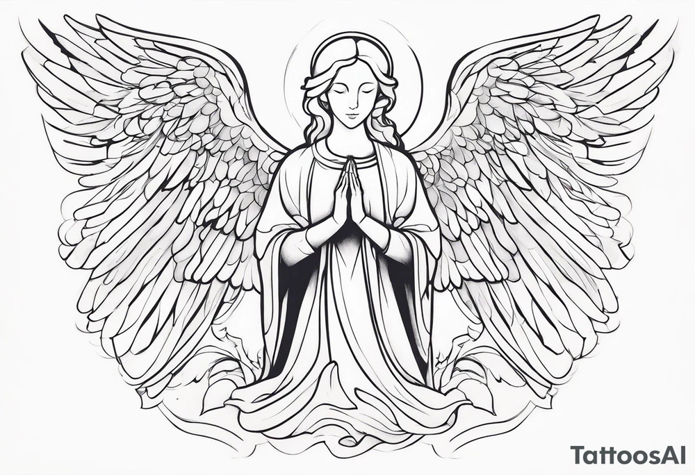 Angel with prayer hands tattoo idea