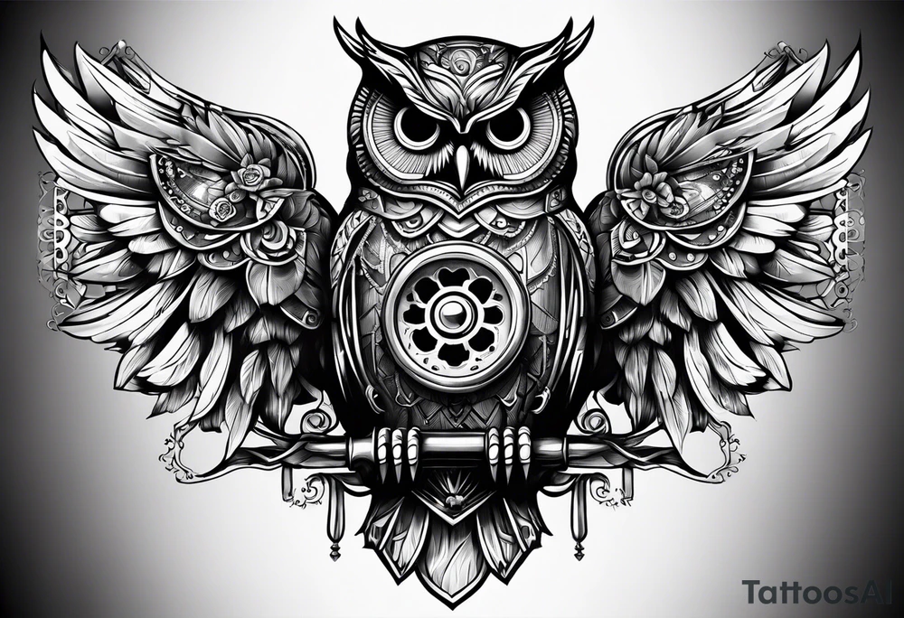 steam punk owl tattoo idea
