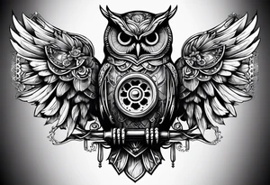 steam punk owl tattoo idea