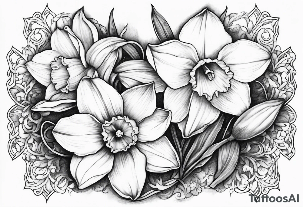 Daffodil birth flower chain tattoo idea