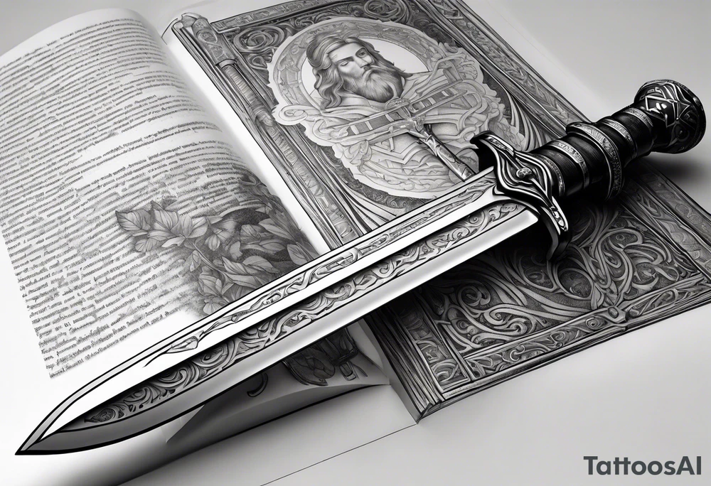 Sword wrapped in bible verses tattoo idea