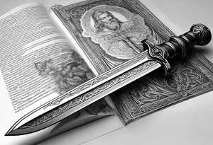 Sword wrapped in bible verses tattoo idea