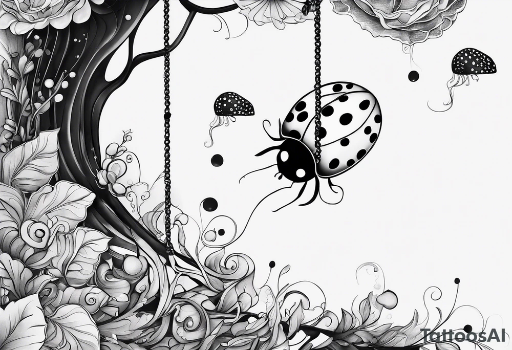 very minimalist combination of a ladybug, the letter ‘s’, a jellyfish and a swing tattoo idea