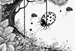 very minimalist combination of a ladybug, the letter ‘s’, a jellyfish and a swing tattoo idea