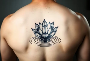serene lotus flower emerging from sacred waters with ripples tattoo idea