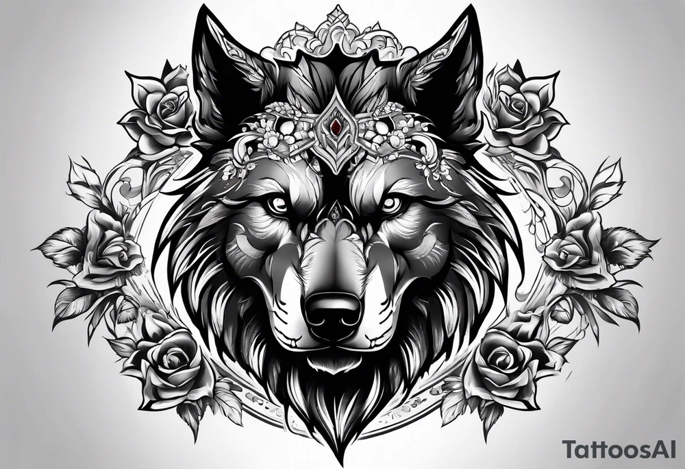 Skull wolf tattoo idea