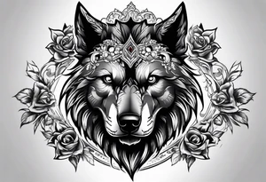 Skull wolf tattoo idea