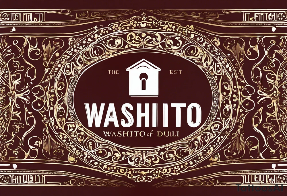 Text: "Property of Washito" in a flowing script that's elegant and personal.
Symbol: A small, stylized lock and key, possibly interlinked with the last letter of the text or placed subtly beneath the text. The design of the lock and key should be simple and not overpower the text but complement it. tattoo idea