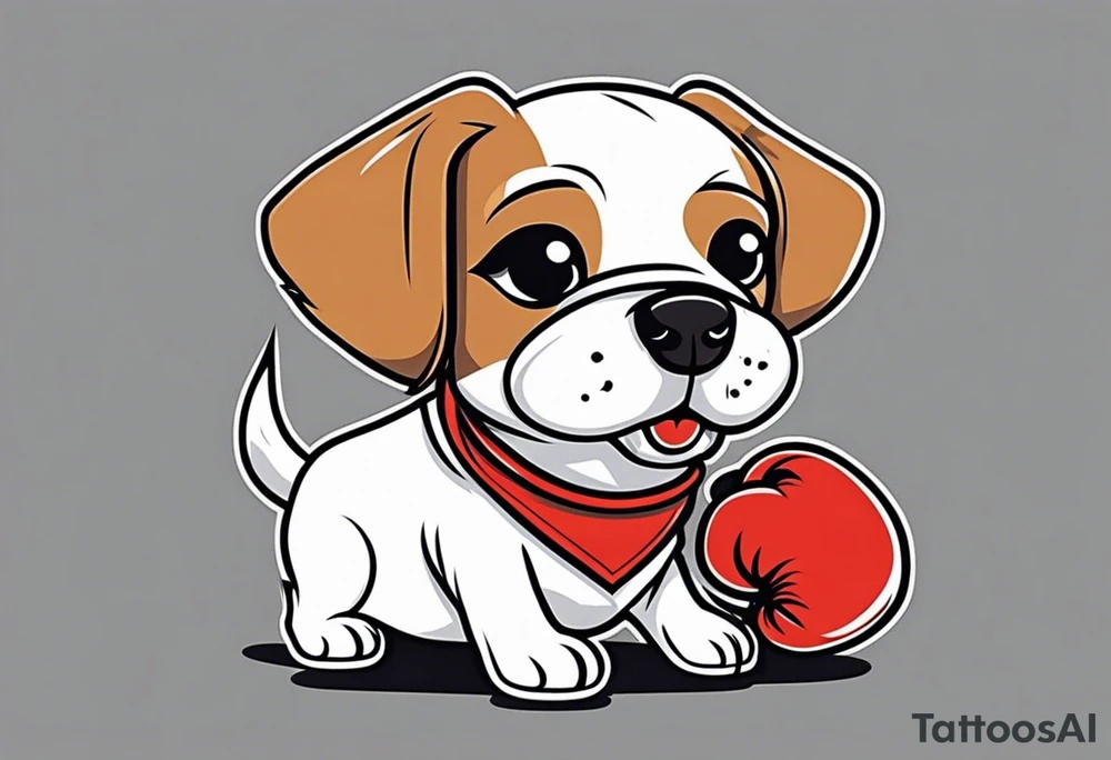 Cute Dog with boxing gloves, boxing coach tattoo idea