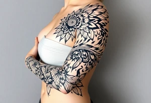 bold line shaman and indian style tattoo idea