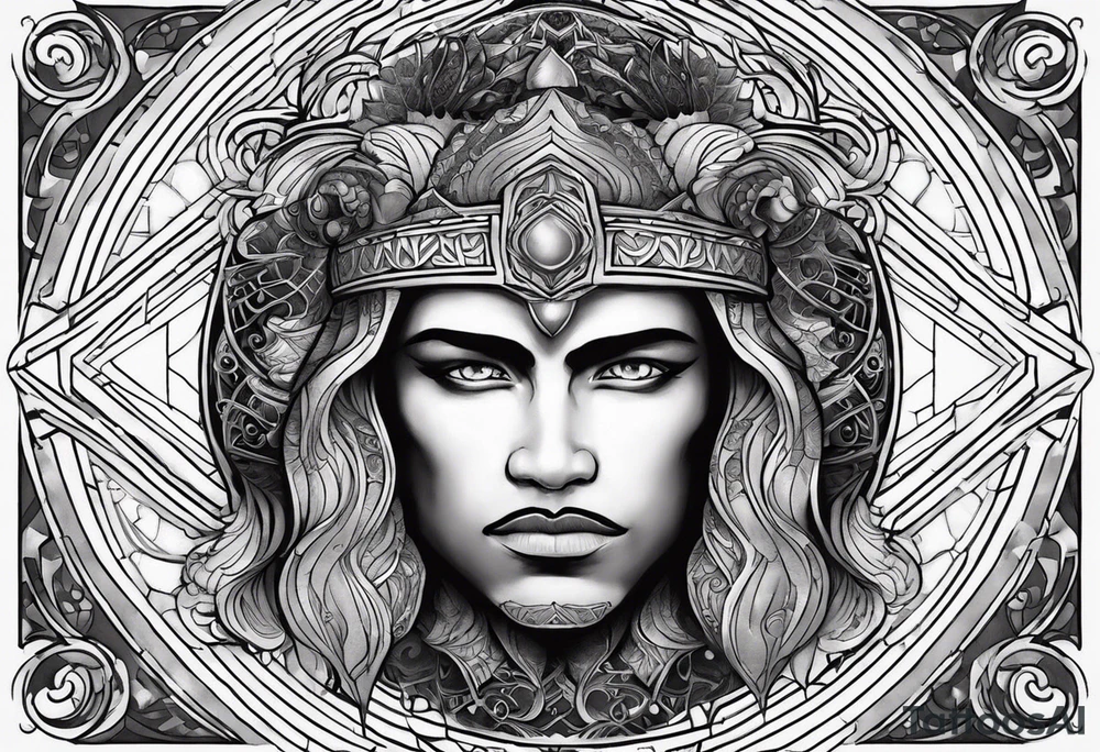 Jehovah looking out at the marvels of his creation from the atoms to the galaxy and celestial beings. With grey wash and a fantasy theme. Jehovah has to be a character who is so majestic, charismatic, immensely powerful. There isnt a single thing he isnt capable of doing. Infinitely powerful tattoo idea