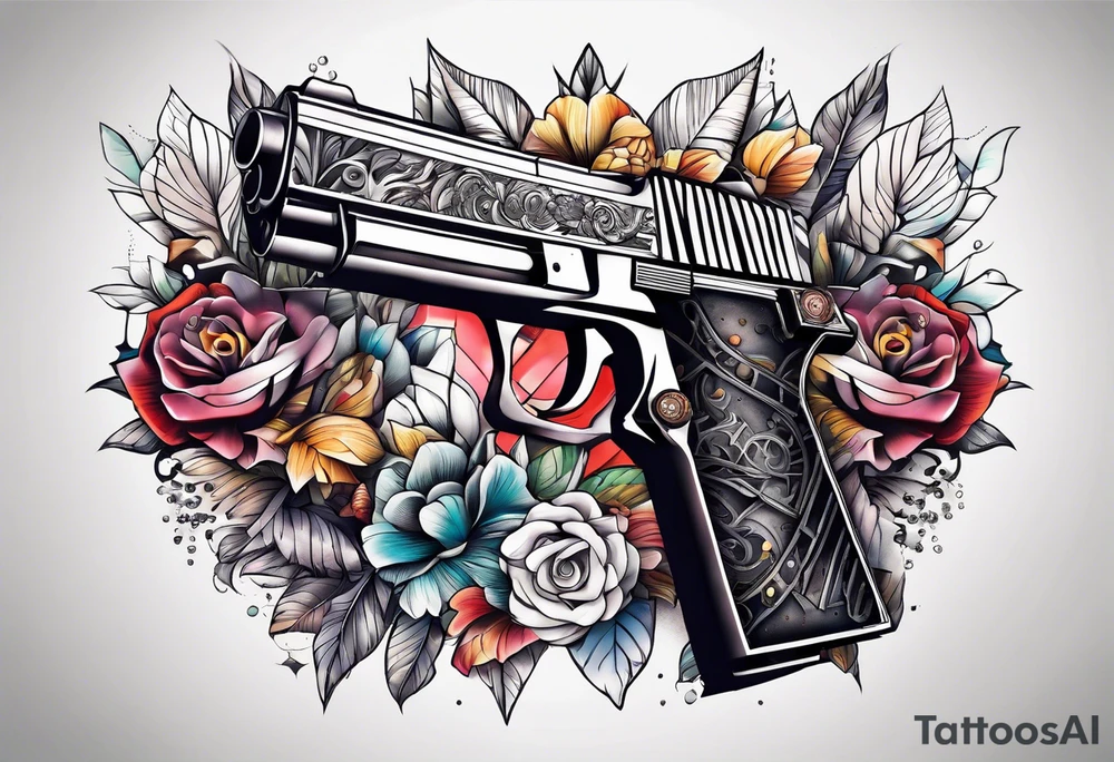 The letters AR with pistols on each side tattoo idea