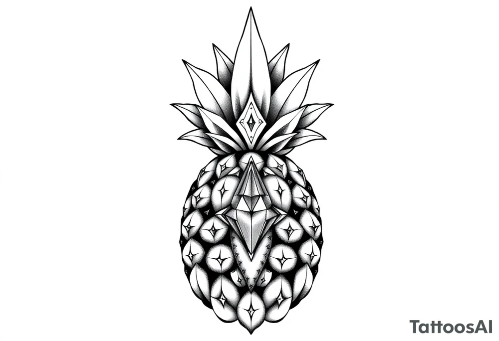 Majestic crown pineapple with 
vagina, anus ,diamonds tattoo idea