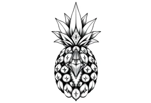 Majestic crown pineapple with 
vagina, anus ,diamonds tattoo idea