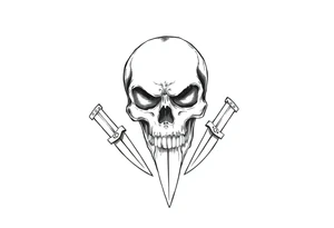 Skull with knives tattoo idea