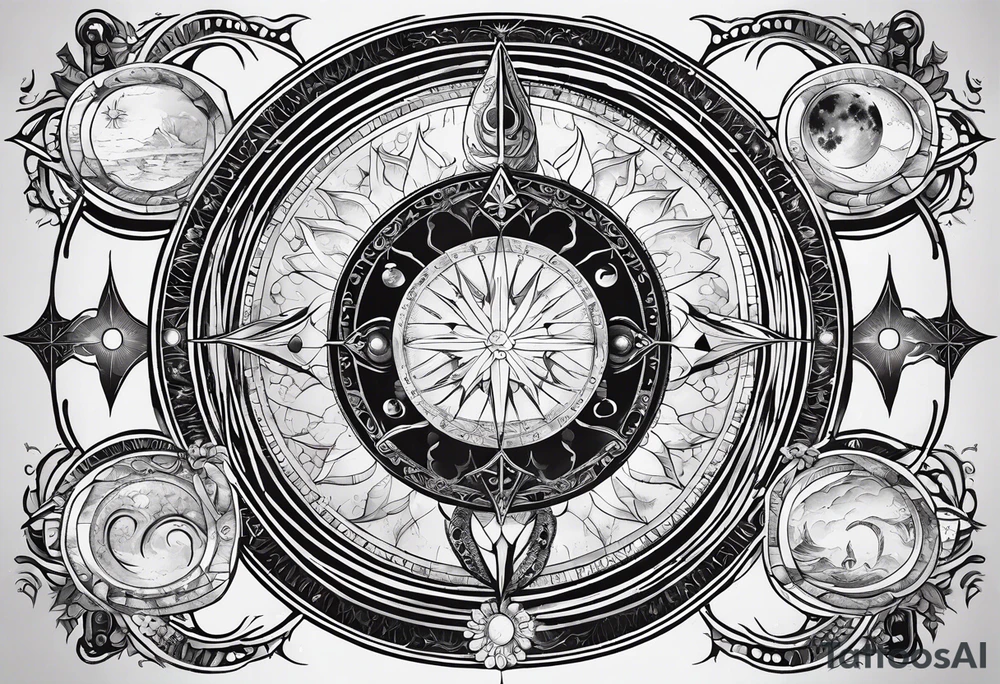 Astrology, Cancer, Natal Chart, symbolic, vision, yin yang, the moon, the sun, Uranus, Pluto, spiritual third eye, mystical armband tattoo idea