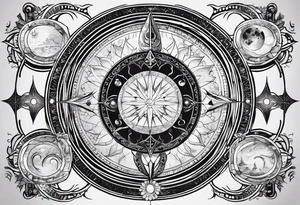 Astrology, Cancer, Natal Chart, symbolic, vision, yin yang, the moon, the sun, Uranus, Pluto, spiritual third eye, mystical armband tattoo idea