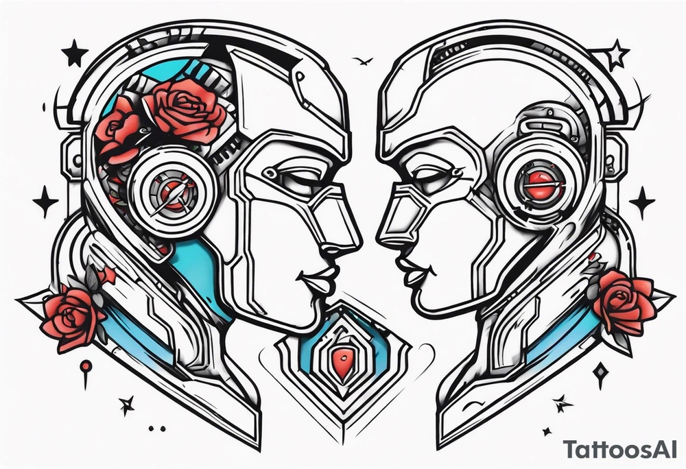 Kissing robot tattoo idea
