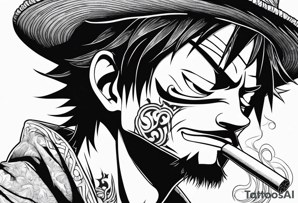 Monkey d luffy smoking a blunt tattoo idea