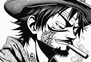 Monkey d luffy smoking a blunt tattoo idea