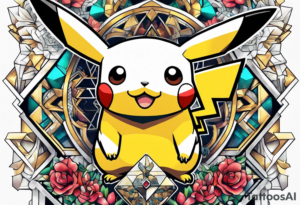 Pikachu pokemon statue tattoo idea