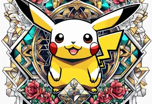 Pikachu pokemon statue tattoo idea