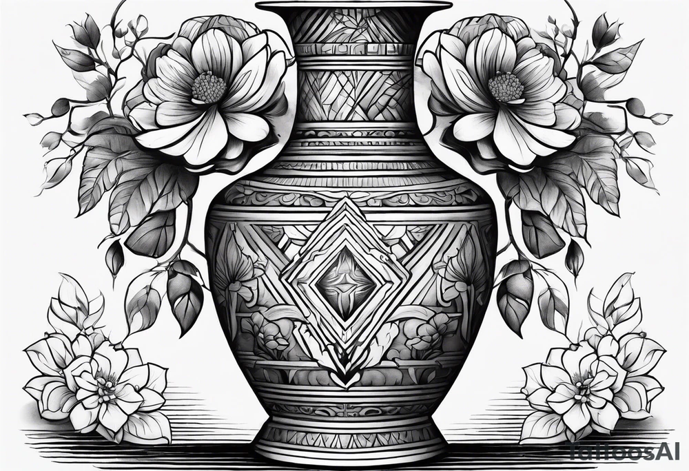 tattoo drawing ancient flower vase tattoo idea