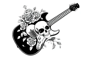 Electric guitar with skulls and roses tattoo idea