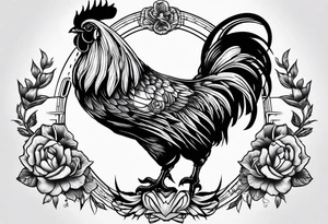 rooster holding machine gun tattoo idea