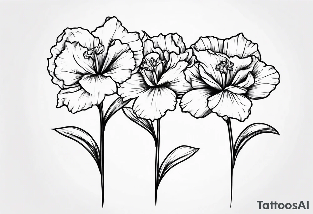 Two carnations and Two daffodils tattoo idea