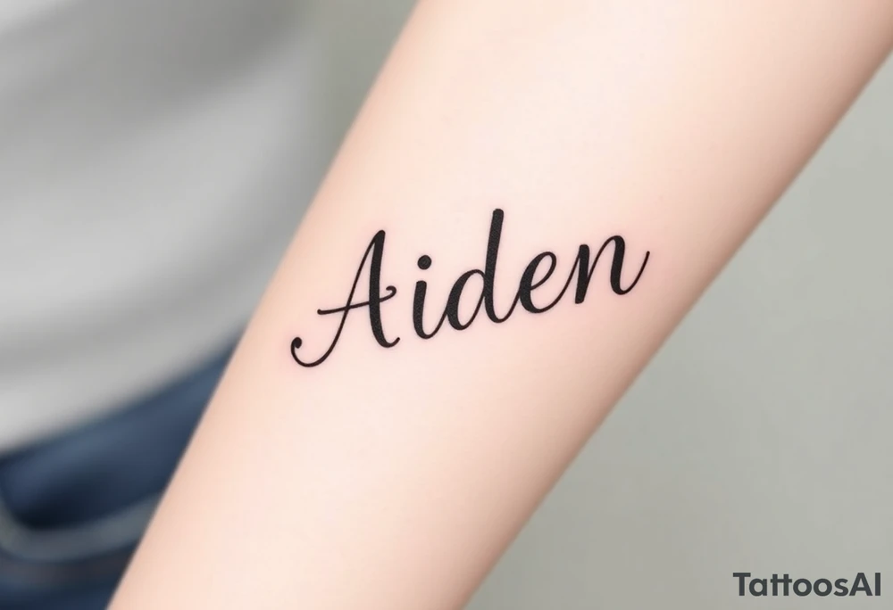 The name Aiden chunky
 and bold font tattoo idea