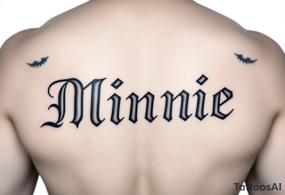 Old school gangsta, Name 'Minnie' in 
old English tattoo idea
