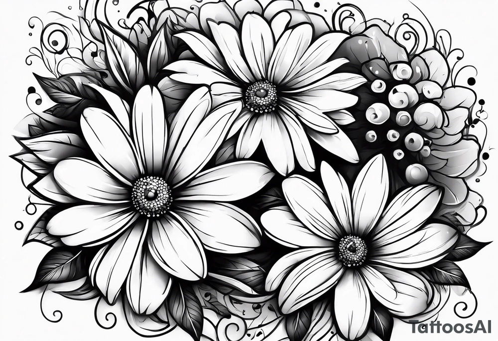 kids names with daisys tattoo idea