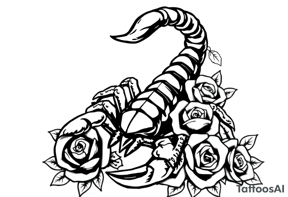 Scorpion with roses tattoo idea