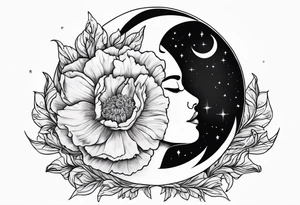 Moon and carnation sun tattoo idea