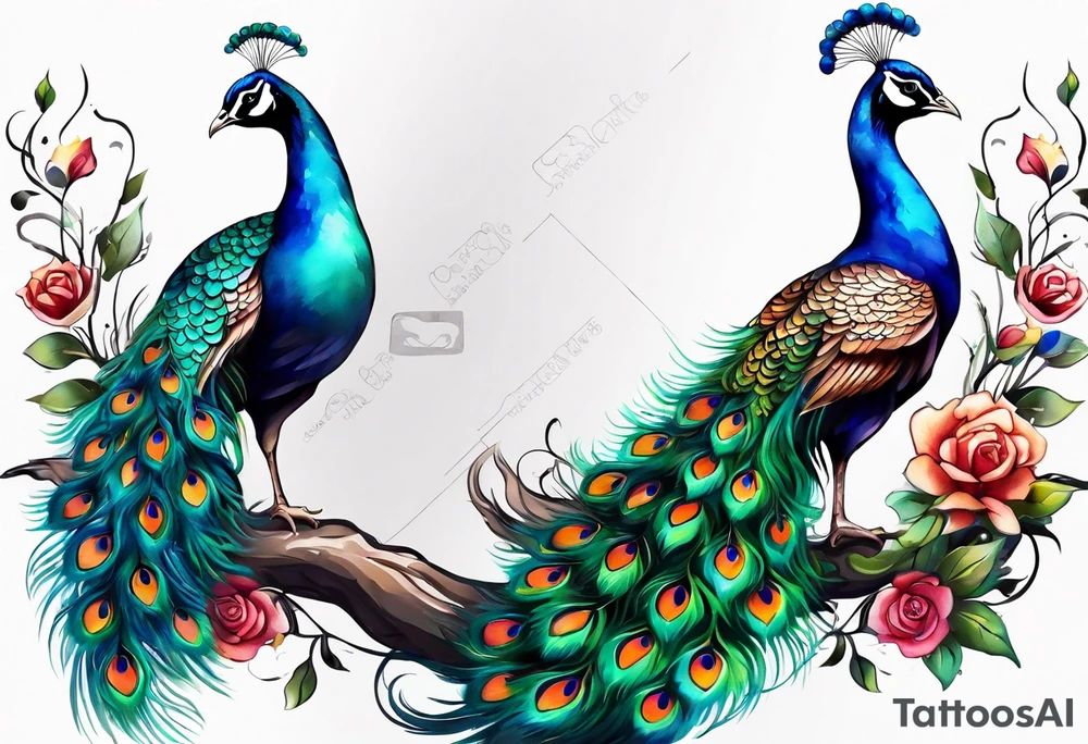 Peacock music tattoo idea